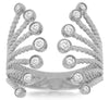 ESTATE WIDE .35CT DIAMOND 14KT WHITE GOLD 3D MULTI ROW BEZEL ROPE FUN RING