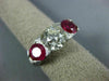 ANTIQUE LARGE 4.33CT DIAMOND & AAA RUBY PLATINUM 3D THREE STONE ENGAGEMENT RING