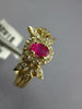 .61CT DIAMOND & AAA RUBY 14KT YELLOW GOLD 3D OVAL & ROUND FRIENDSHIP LOVE RING