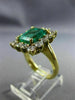 ESTATE LARGE 5.36CT DIAMOND & AAA EMERALD 18K YELLOW GOLD FLOWER ENGAGEMENT RING