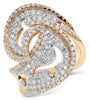 ESTATE LARGE 2.17CT 18KT WHITE AND ROSE GOLD 3D PAVE SEMI MOON LOVE KNOT RING