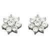 ESTATE 1.36CT DIAMOND 14KT WHITE GOLD 3D CLASSIC 7 STONE FLOWER STUD EARRINGS