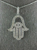 LARGE 1.03CT DIAMOND 14KT WHITE GOLD HAMSA LUCKY PENDANT #22067
