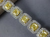 LARGE & LONG 13.45CT WHITE & FANCY YELLOW DIAMOND 18K WHITE GOLD TENNIS BRACELET