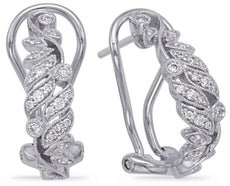 .27CT DIAMOND 14KT WHITE GOLD 3D MULTI LEAF FILIGREE CLIP ON HANGING EARRINGS