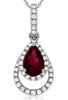 .58CT DIAMOND & AAA RUBY 14KT WHITE GOLD PEAR SHAPE & ROUND FUN FLOATING PENDANT