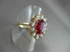 ANTIQUE LARGE 5.56CT DIAMOND & AAA RUBY 14K ROSE GOLD CLUSTER OVAL COCKTAIL RING