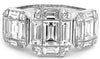 WIDE 2.49CT DIAMOND 18KT WHITE GOLD 3D BAGUETTE OCTAGON PAST PRESENT FUTURE RING