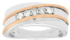 ESTATE WIDE .33CT DIAMOND 14KT WHITE GOLD 3D FIVE STONE ROUND DIAGONAL MENS RING