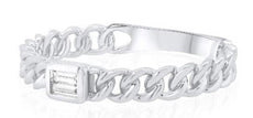 ESTATE .05CT DIAMOND 14K WHITE GOLD 3D CLASSIC BAGUETTE LOVE KNOT BEZEL FUN RING