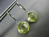5.40CT AAA LEMON QUARTZ 14K WHITE GOLD CUSHION BEZEL LEVER BACK HANGING EARRINGS