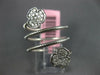 LARGE .40CT DIAMOND 14KT WHITE GOLD 4 LEAF CLOVER FLOWER FLEXIBLE SNAKE FUN RING