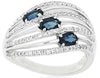 WIDE 1.09CT DIAMOND & AAA SAPPHIRE 14KT WHITE GOLD OVAL & ROUND MULTI ROW RING
