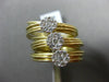ESTATE LARGE .54CT DIAMOND 18K 2 TONE GOLD 3 FLOWER MULTI BAND FLEXIBLE FUN RING