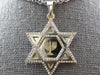 LARGE .52CT DIAMOND 14KT 2 TONE GOLD 3D STAR OF DAVID MENORAH FLOATING PENDANT
