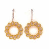 LARGE 5.54CT MULTI COLOR DIAMOND 18KT YELLOW & ROSE GOLD FLOWER HANGING EARRINGS