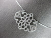 LARGE & LONG .97CT DIAMOND 14KT WHITE GOLD DOUBLE HEART FILIGREE LOVE NECKLACE