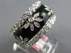 WIDE 1.44CT DIAMOND & BLACK ENAMEL 18K WHITE GOLD MULTI FLOWER ETERNITY FUN RING