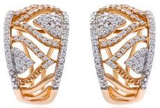 ESTATE WIDE .64CT DIAMOND 14KT ROSE GOLD MULTI LEAF CLIP ON FUN HANGING EARRINGS