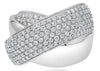 LARGE 6.0CT DIAMOND 18KT WHITE GOLD 3D MULTI ROW PAVE CRISS CROSS INFINITY RING