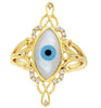 LARGE 1.94CT DIAMOND & AAA MOTHER OF PEARL 14KT YELLOW GOLD LUCKY EVIL EYE RING