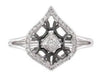ESTATE .13CT DIAMOND 14KT WHITE & BLACK GOLD ROUND LOVE KNOT LEAF SHAPE FUN RING