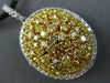 LARGE 2.66CT WHITE & INTENSE YELLOW DIAMOND 18K 2 TONE GOLD 3D DOME OVAL PENDANT