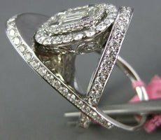 2.87CT DIAMOND 18K WHITE GOLD ROUND & BAGUETTE OVAL CLUSTER CRISS CROSS X RING