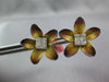 LARGE .40CT DIAMOND 18KT 2 TONE GOLD 3D CLASSIC ROSE FLOWER SQUARE STUD EARRINGS