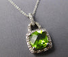 LARGE 2.15CT DIAMOND & AAA PERIDOT 14KT WHITE GOLD SQUARE HALO FLOATING PENDANT