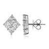 2.67CT DIAMOND 18K WHITE GOLD 4 STONE INVISIBLE SQUARE GEOMETRICAL STUD EARRINGS