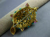 ANTIQUE LARGE 5.0CT AAA RUBY & TURQUOISE 18K YELLOW GOLD TURTLE BROOCH PIN #1909