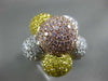 ESTATE EXTRA LARGE 7.21CT MULTI COLOR DIAMOND 18K TRI COLOR GOLD FLOWER FUN RING