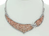EXTRA LARGE 28.65CT WHITE & PINK DIAMOND 18K WHITE GOLD FLOWER COCKTAIL NECKLACE