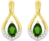 1.02CT DIAMOND & AAA RUSSALITE 14KT YELLOW GOLD 3D PEAR SHAPE & ROUND EARRINGS