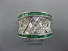 LARGE 1.98CT DIAMOND & AAA EMERALD 14KT WHITE GOLD CRISS CROSS ANNIVERSARY RING