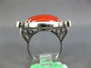 ANTIQUE EXTRA LARGE 1.0CT OLD MINE DIAMOND & AAA CORAL 14KT WHITE GOLD FUN RING