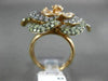 ESTATE EXTRA LARGE 1.62CT MULTI COLOR DIAMOND 18KT ROSE GOLD 3D FLOWER LOVE RING