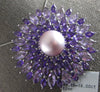 EXTRA LARGE AAA AMETHYST & PINK SOUTH SEA PEARL 18K WHITE GOLD 3D BROOCH PENDANT