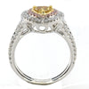WIDE 1.24CT WHITE PINK & FANCY YELLOW DIAMOND 18K TRI COLOR GOLD ENGAGEMENT RING