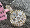 ESTATE LARGE 1.21CT DIAMOND 14KT YELLOW GOLD ROUND CLUSTER HALO FLOATING PENDANT