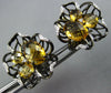 LARGE 3.80CT DIAMOND & CITRINE 14KT YELLOW & BLACK GOLD FLOWER CLIP ON EARRINGS