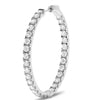 LARGE 3.00CT DIAMOND 14K WHITE GOLD 3D CLASSIC INSIDE OUT HOOP HANGING EARRINGS