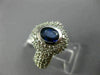 ESTATE WIDE 2.50CT DIAMOND & SAPPHIRE 14KT WHITE GOLD BEZEL HALO ENGAGEMENT RING