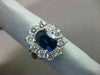 ANTIQUE LARGE 3.57CT DIAMOND & AAA SAPPHIRE 18KT WHITE GOLD OVAL CLUSTER RING