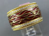 WIDE .45CT DIAMOND & RED ENAMEL 18KT YELLOW GOLD ETERNITY COMFORT FIT FUN RING