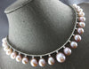 LARGE 1.63CT DIAMOND & AAA PINK PEARL 18KT WHITE GOLD GRADUATING TENNIS NECKLACE