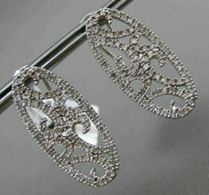 ESTATE LARGE .78CT DIAMOND 14KT WHITE GOLD ELONGATED OVAL WAVE CLIP ON EARRINGS