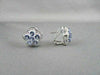 ANTIQUE 14KT WHITE GOLD 2.74CT DIAMOND & TANZONITE FLOWER STUD EARRINGS