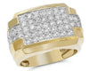 LARGE 2.95CT DIAMOND 14KT YELLOW GOLD 3D MULTI ROW RECTANGULAR SQUARE MEN'S RING